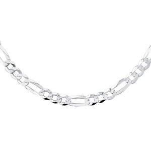 Silver (925) diamond-cut chain - figaro extra flat Ø 200 rhodium-plated