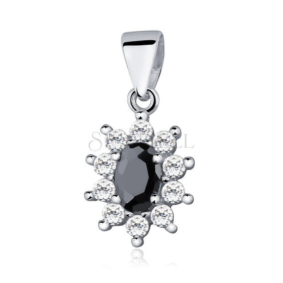 Silver (925) pendant black colored zirconia 