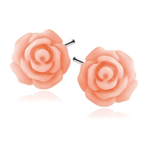 Silver (925) earrings roses - light coral