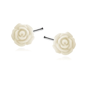 Silver (925) earrings roses - new white