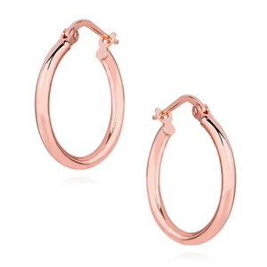 Silver (925) earrings hoops - rose gold-plated, highly polished