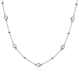 Silver (925) necklace with balls and white zirconias