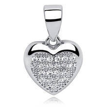 Silver (925) pendant white zirconia - heart small