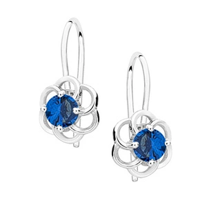 Silver (925) elegant earrings - flowers with sapphire zirconia