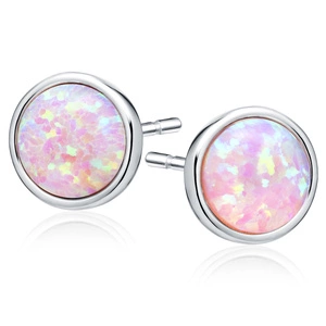 Silver (925) earings with pink opal