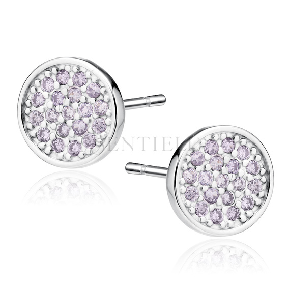 Silver (925) elegant round earrings with zirconias