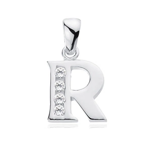 Silver (925) pendant white zirconia - letter R