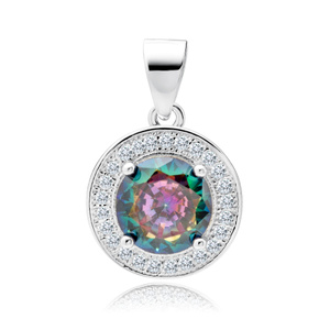 Silver (925) pendant with round multicolor zirconia