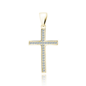 Silver (925) gold-plated pendant cross with white zirconias