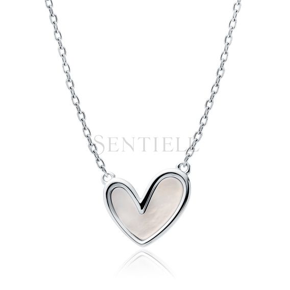 Silver (925) necklace - heart with Nacre