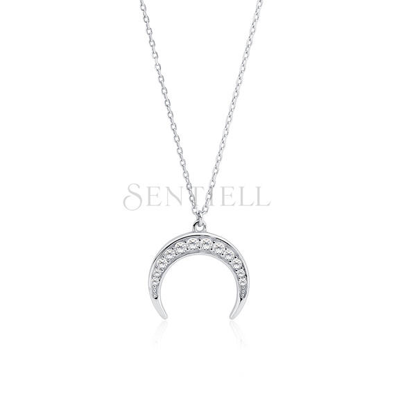 Silver (925) necklace - crescent with zirconia