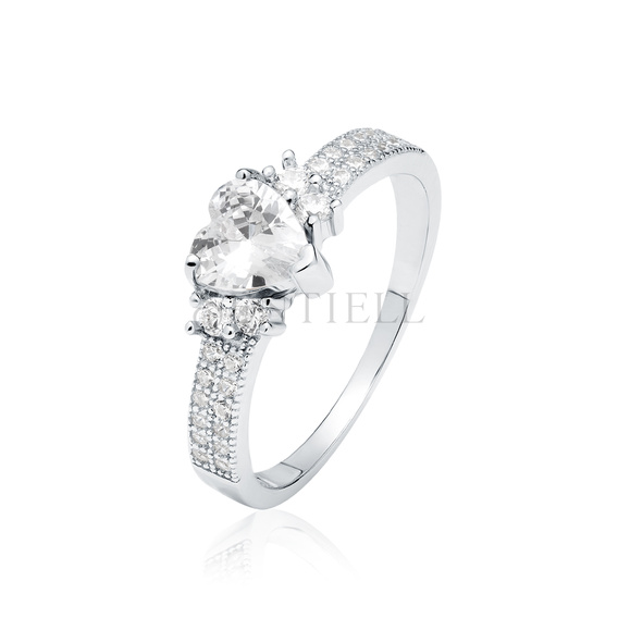 Silver (925) ring heart - white zirconia