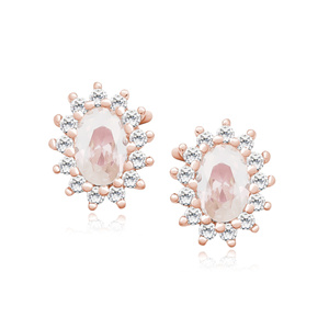 Silver (925) rose gold-plated earings - morganite and white zirconia