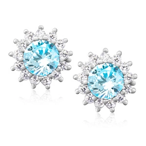 Silver (925) Earrings aquamarine colored zirconia