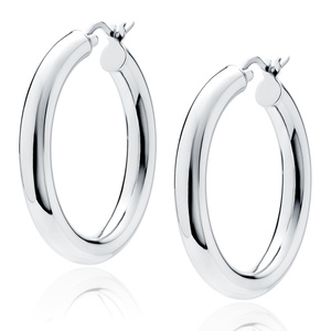 Silver (925) earrings hoops - highly polished