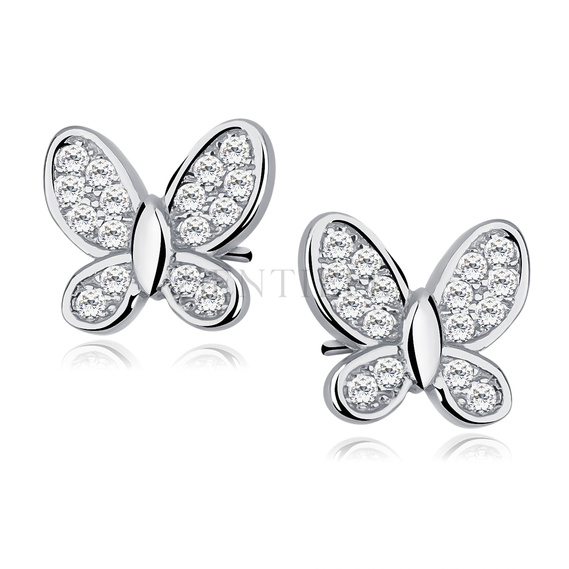 Silver (925) butterfly earrings with zirconia