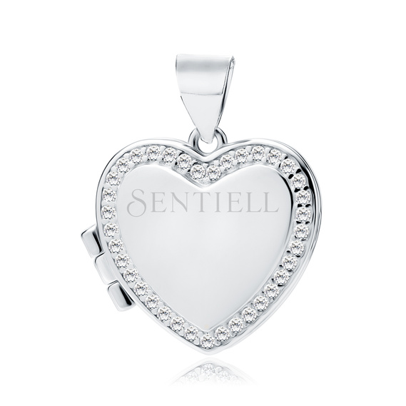 Silver (925) polished pendant - heart shaped locket