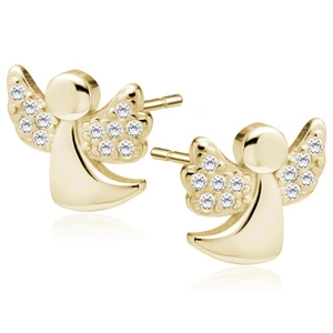 Silver (925) gold-plated earrings angels with white zirconias