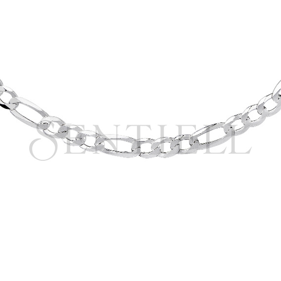 Silver (925) diamond-cut chain - figaro extra flat Ø 140 rhodium-plated