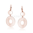 Silver (925) rose gold-plated earrings - mandala with circle