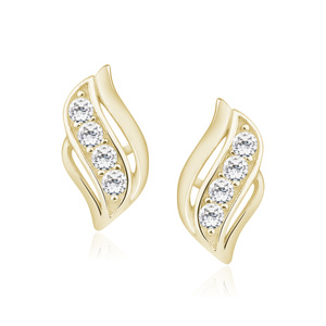 Silver (925) gold-plated earrings with white zirconias