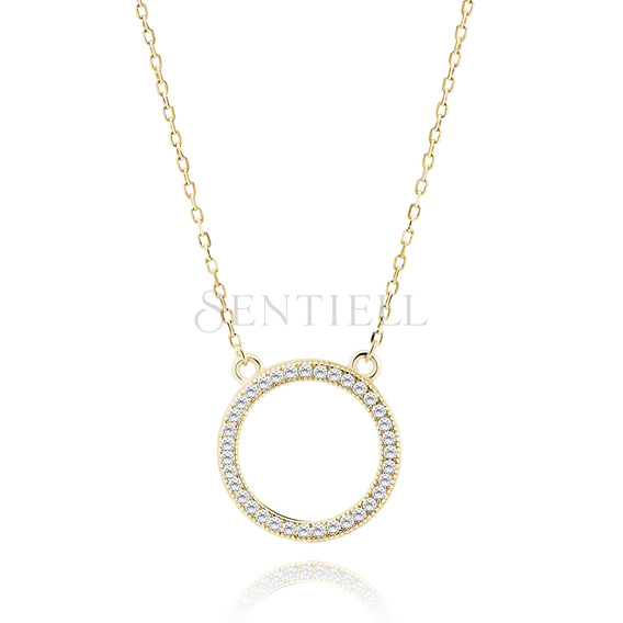 Silver (925) gold-plated necklace - circle with white zirconias