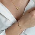 Silver (925) gold-plated bracelet with black cord - zirconia