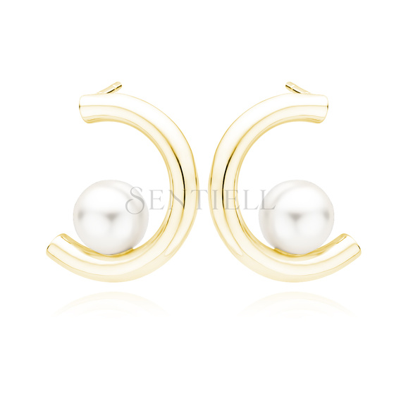 Silver gold-plated (925) pearl earrings