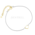 Silver (925) gold-plated bracelet with white cord - heart