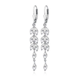 Silver (925) Earrings long leafs with zirconia
