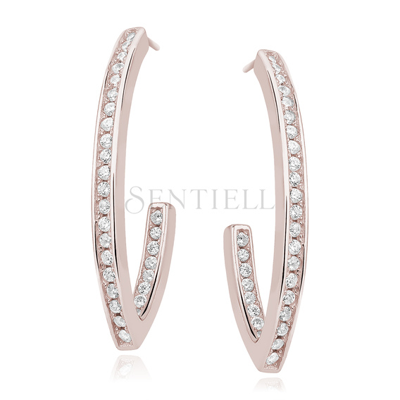 Silver (925) rose gold-plated earrings with zirconia