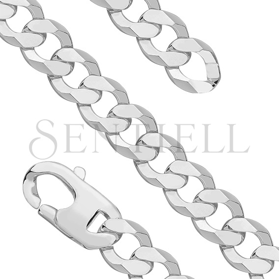 Silver (925) diamond-cut chain - curb extra flat rhodium-plated Ø 350