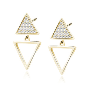 Silver (925) gold-plated earrings triangles with zirconias