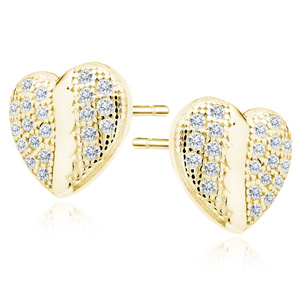 Silver (925) gold-plated heart earrings with zirconia