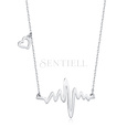 Silver (925) necklace heart and heartbeat