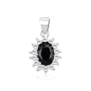 Silver (925) elegant pendant with black zirconia