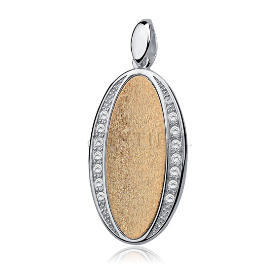 Silver, oval (925) pendant - gold-plated with satin effect