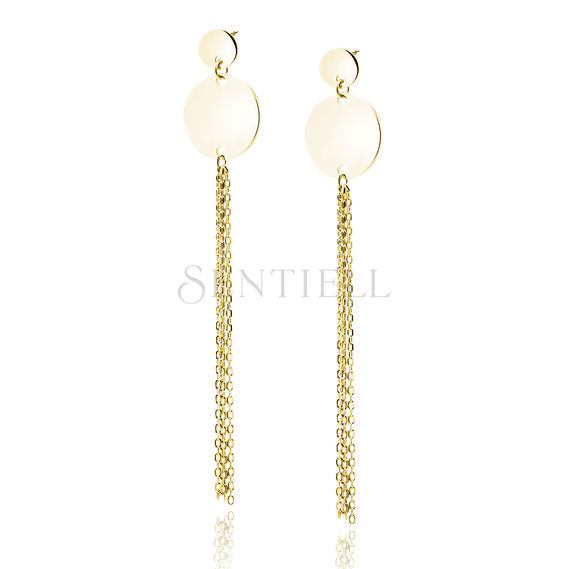 Silver (925) gold-plated earrings - circles with chains