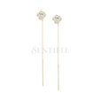 Silver (925) gold-plated earrings - paws with white zirconias