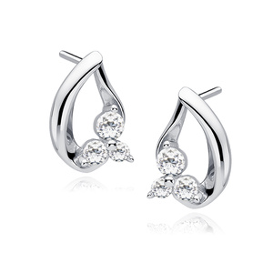 Silver (925) earrings with white zirconia - flowers