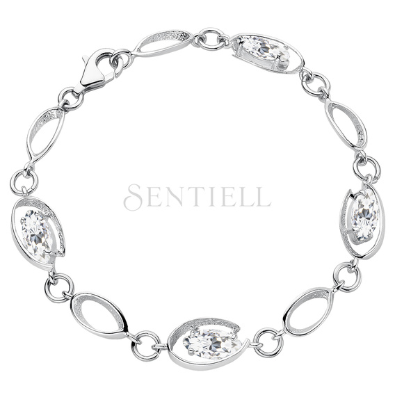 Silver (925) bracelet with white zirconia