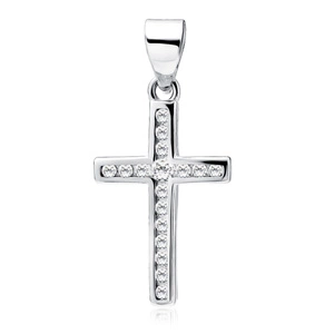 Silver (925) pendant cross with white zirconias