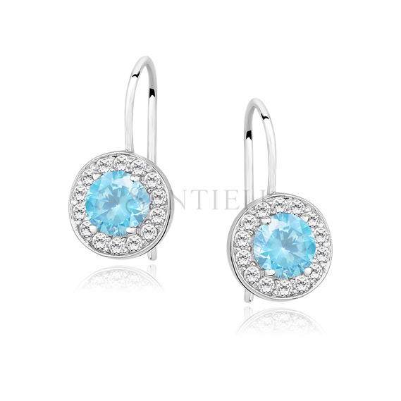 Silver (925) Earrings aquamarine colored zirconia