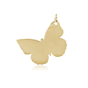 Silver (925) flat charm for bracelets  - gold plated butterfly