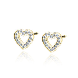 Silver (925) gold-plated earrings heart with zirconias