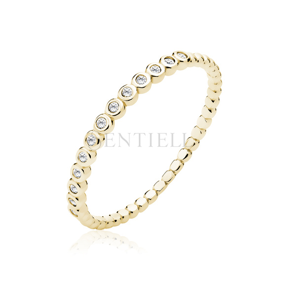 Silver (925) gold-plated ring with white zirconias