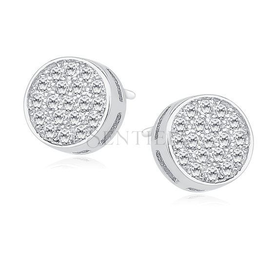 Silver (925) round earrings with zirconia