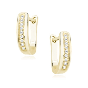 Silver (925) gold-plated earrings white zirconia