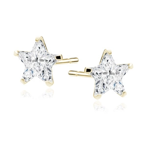 Silver (925) gold-plated earrings white zirconia 4 x 4mm stars