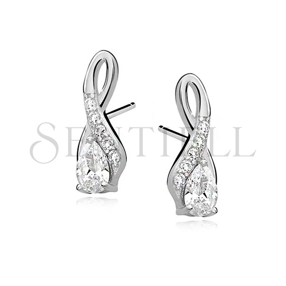 Silver (925) earrings with white zirconia